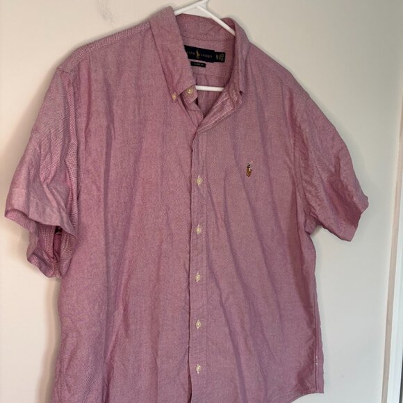 RALPH LAUREN Short Sleeve Button Down Classic Fit Shirt Men XL Red Colorful Pony - Picture 1 of 6